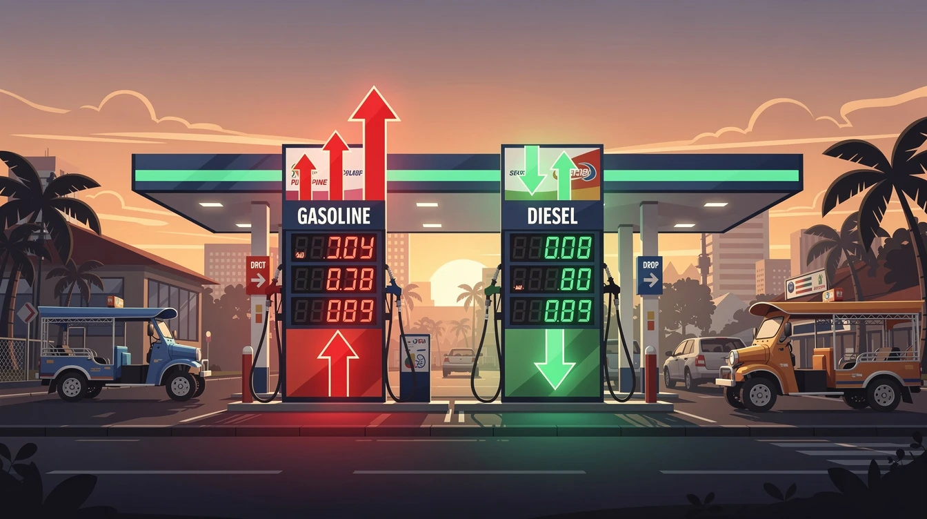 Gasoline Up by Up to P5/L, Diesel Down by Up to P9/L Next Week — Oil Sources
