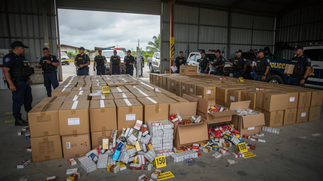 Philippine Authorities Seize P150M in Smuggled Cigarettes in Bulacan, Arrest 19