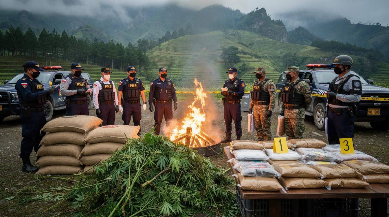 Philippine Authorities Destroy P27M in Marijuana in Cordillera, Seize Shabu in Week-Long Operations