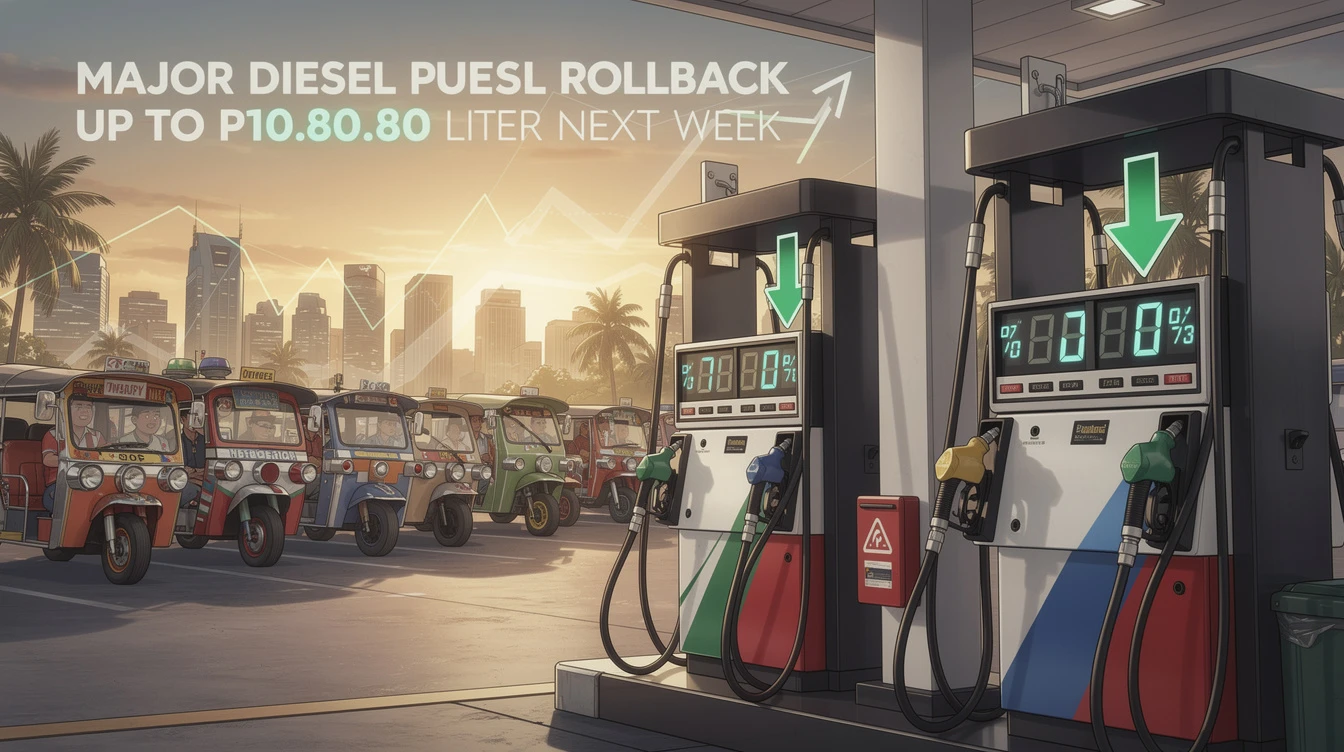 Diesel Price Rollback of Up to P10.80 per Liter Expected in the Philippines Next Week