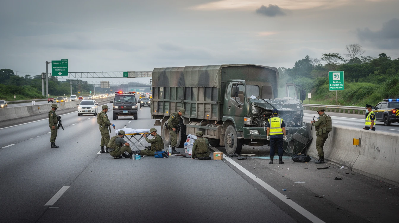 Soldier Killed, 4 Hurt as Military Truck Crashes on TPLEX
