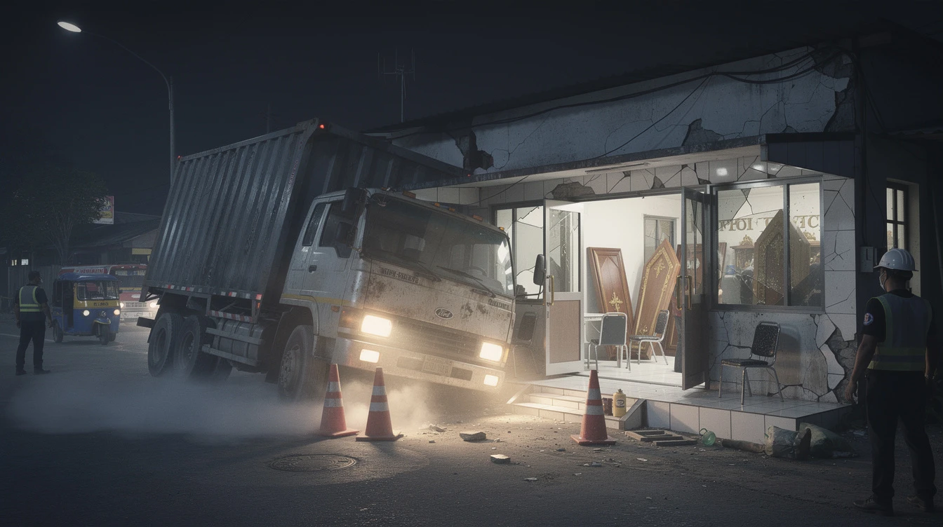 Funeral Shop Devastated: Truck Crash Sparks Chemical Leak in Misamis Oriental