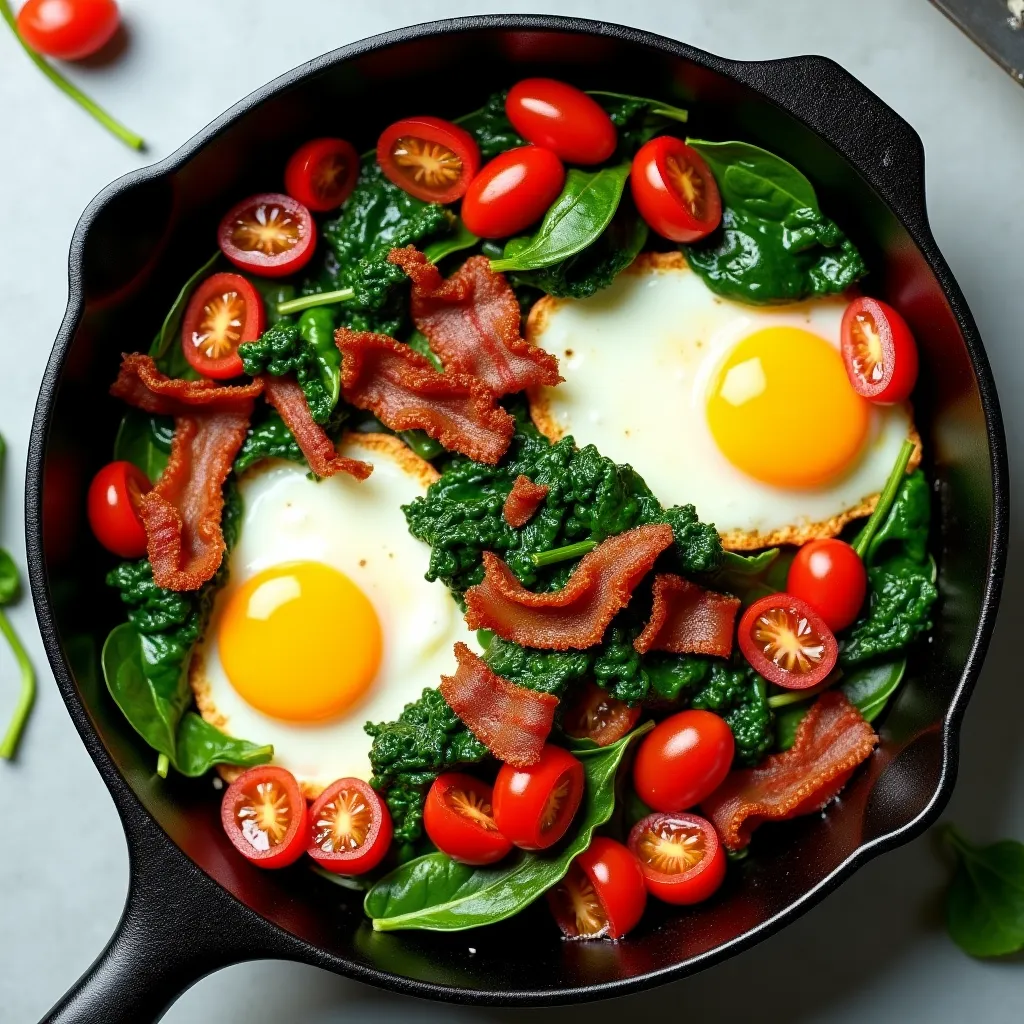 Bacon and Egg Spinach Breakfast Hash - Breakfast recipe