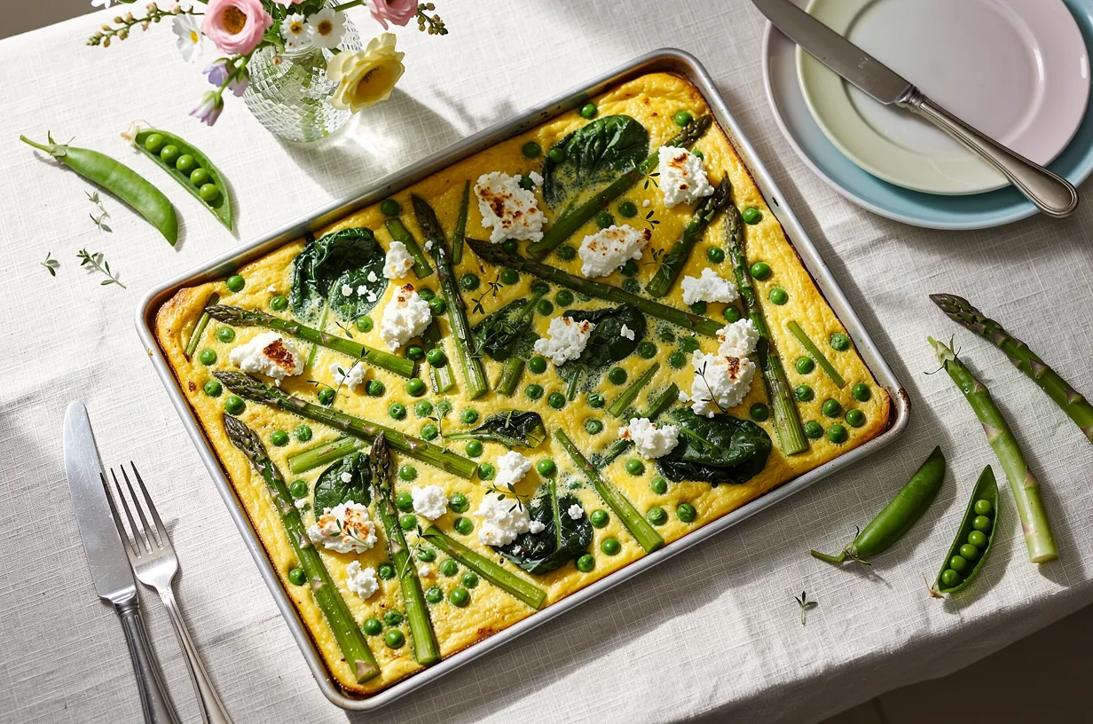 Sheet Pan Spring Vegetable Frittata for Easter Brunch - Vegetarian recipe