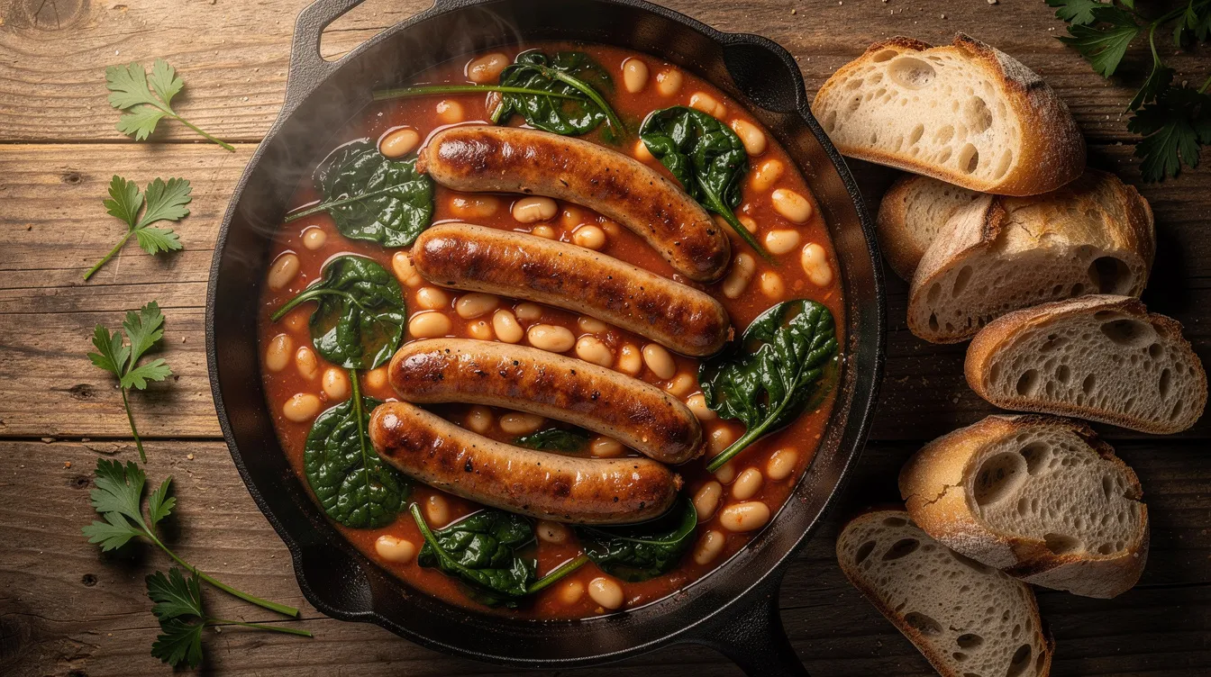Smoked Sausage and Spinach - Dinner recipe